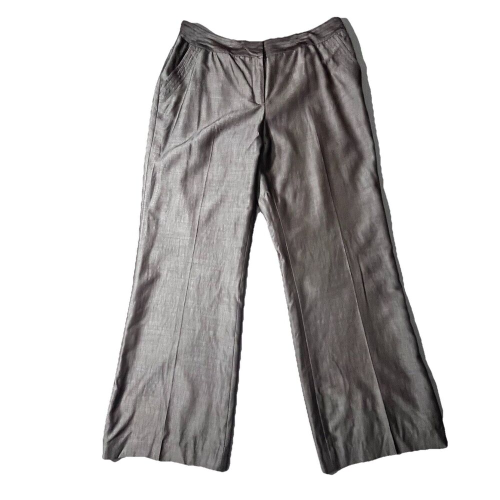Ecetera Women’s Sharkskin Metallic Wool Mohair Blend Lined Dress Pants Sz 14